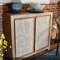 F11. Two-door distressed wood cabinet. 37&rdquo;h x 14&rdquo;d 